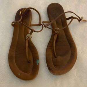 Tory Burch Emmy Sandals Brown Leather Size 8.5